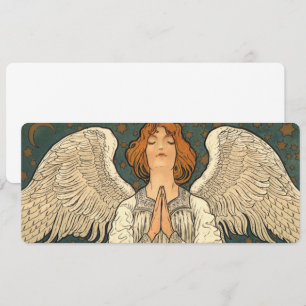 Vintage Religious Angel Praying with Gold Stars Invitation