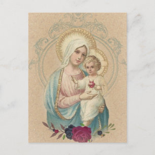 Vintage Religious Blessed Virgin Mary Baby Jesus Postcard