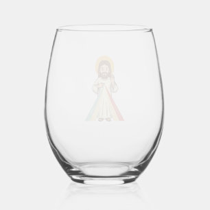 Vintage Religious Blessing Vector Shirt Design_1 Stemless Wine Glass