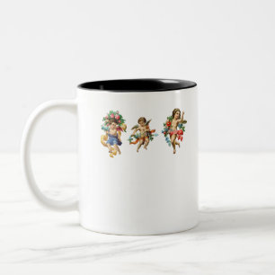 vintage religious cherubs Heavenly angel babies Two-Tone Coffee Mug