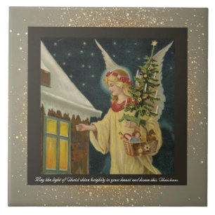 Vintage Religious Christmas Ceramic Tile + wishes