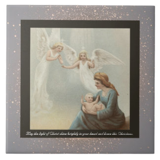 Vintage Religious Christmas Ceramic Tile + wishes