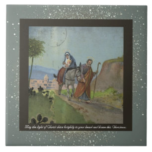 Vintage Religious Christmas Ceramic Tile + wishes