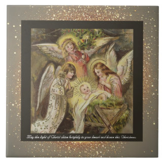 Vintage Religious Christmas Ceramic Tile + wishes
