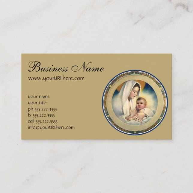 Vintage Religious Christmas, Madonna and Child Business Card (Front)