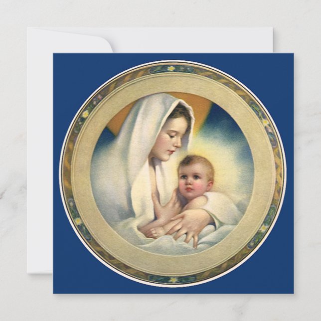 Vintage Religious Christmas, Madonna and Child Invitation (Front)