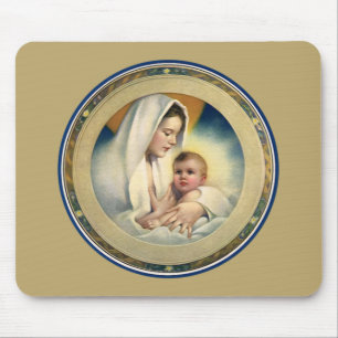 Vintage Religious Christmas, Madonna and Child Mouse Mat