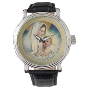 Vintage Religious Christmas, Madonna and Child Watch