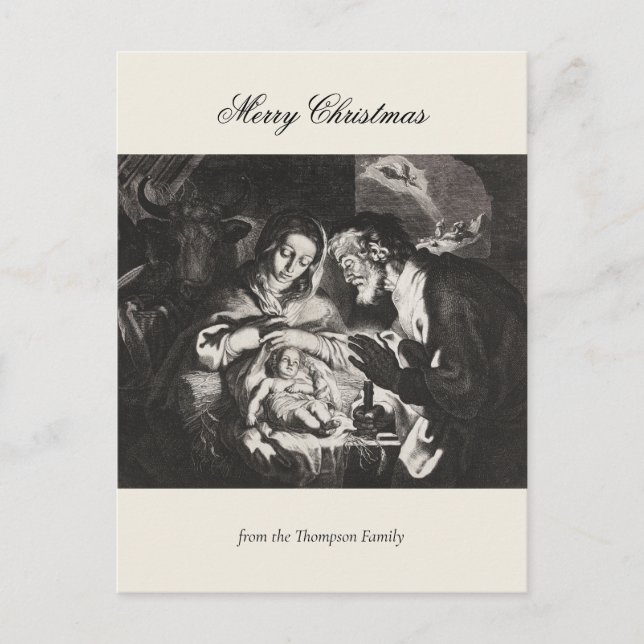 Vintage Religious Christmas Nativity Christian Holiday Postcard (Front)