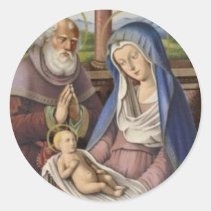 Vintage Religious Christmas Nativity Mary Jesus Classic Round Sticker