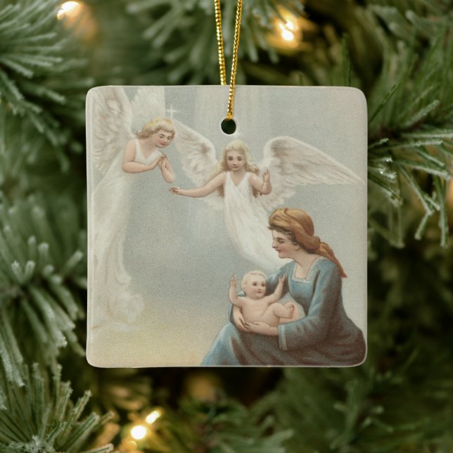 Vintage Religious Christmas Ornament with wishes (Tree)
