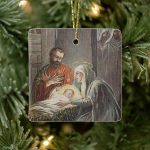 Vintage Religious Christmas Ornament with wishes