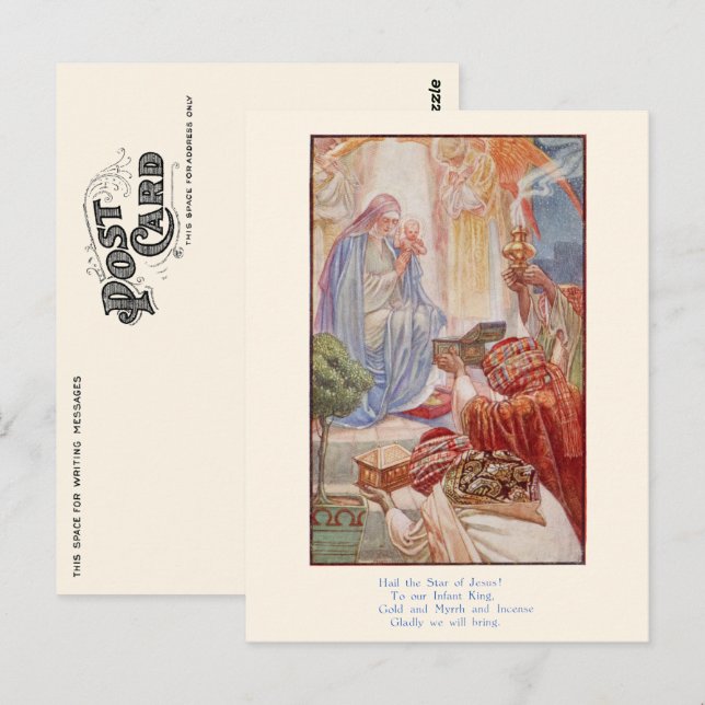 Vintage Religious Christmas Postcard - Wise Men (Front/Back)