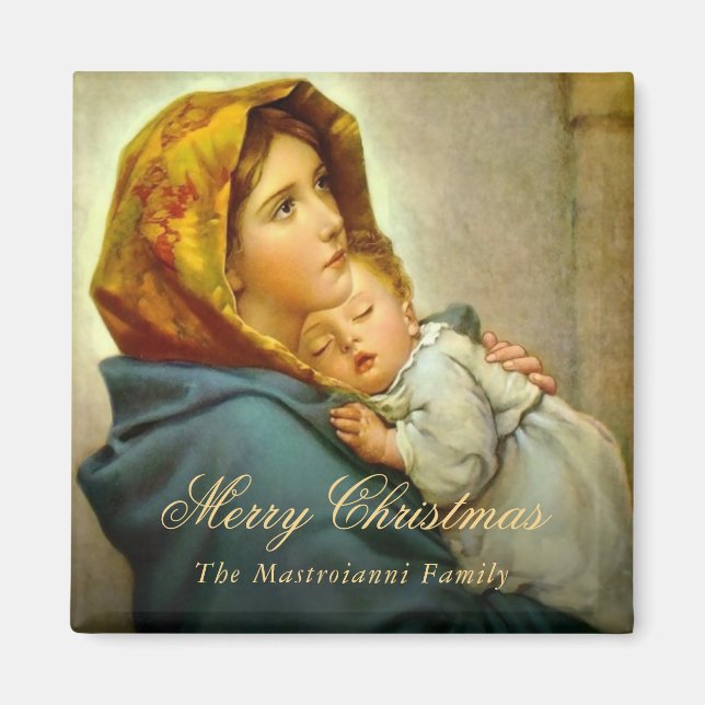 Vintage Religious Christmas Virgin Mary & Jesus  Magnet (Front)