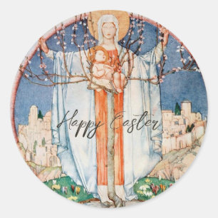 Vintage Religious Easter Classic Round Sticker