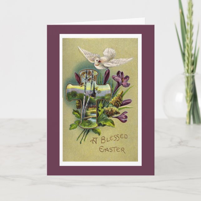 Vintage Religious Easter Cross Greeting Card (Front)