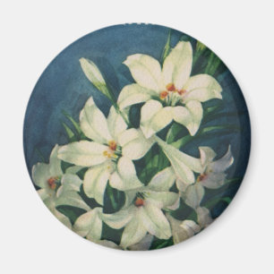 Vintage Religious Easter Greetings, Lily Flowers Magnet