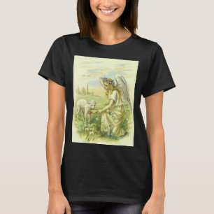Vintage Religious Easter Victorian Angel with Lamb T-Shirt