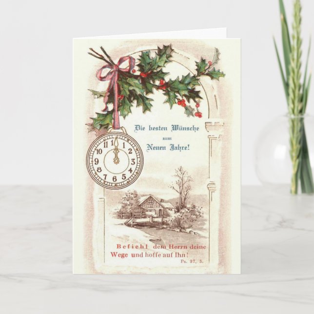 Vintage Religious German New Year Greeting Card (Front)