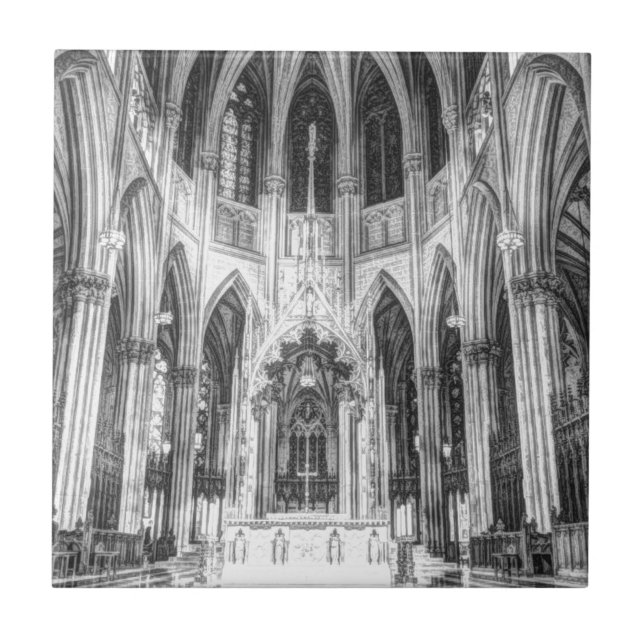 Vintage religious Gothic catholic church cathedral Tile (Front)