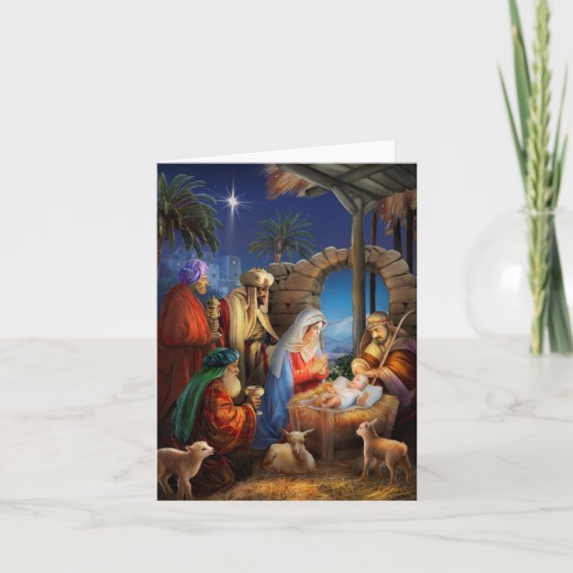 Vintage religious holiday nativity scene (Front)