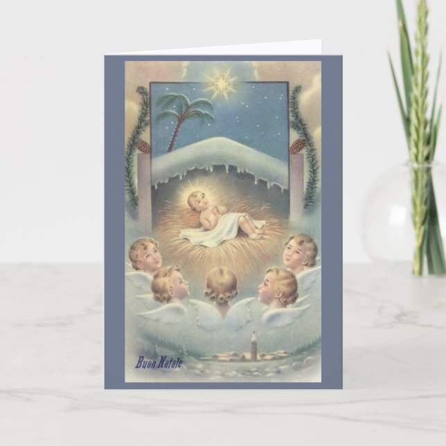 Vintage Religious Italian Christmas Greeting Card (Front)