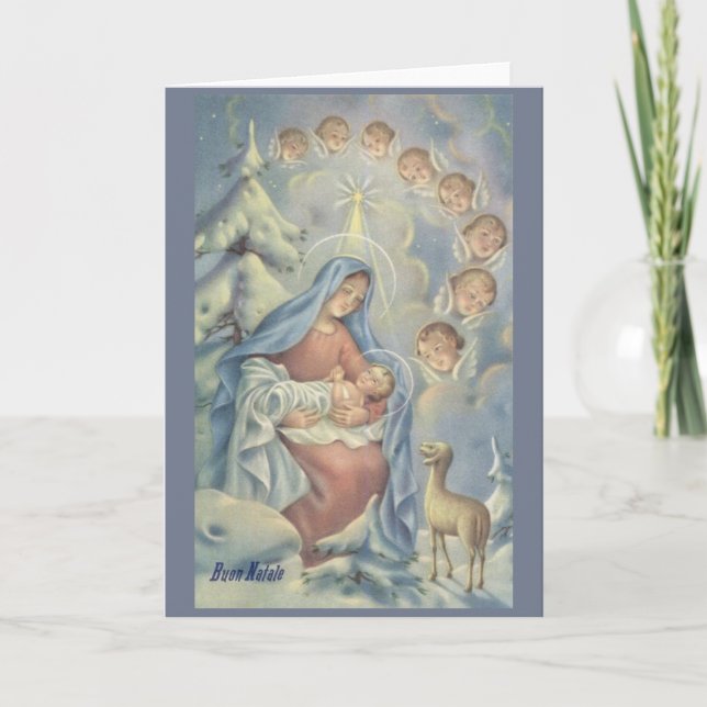 Vintage Religious Italian Christmas Greeting Card (Front)