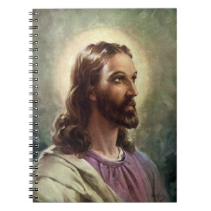 Vintage Religious, Jesus Christ Portrait with Halo Notebook