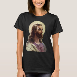 Vintage Religious, Jesus Christ Portrait with Halo T-Shirt
