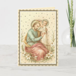 Vintage Religious Jesus Crowning St. Joseph Card