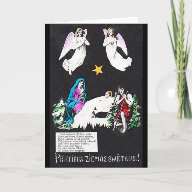 Vintage Religious Latvian Christmas Greeting Card (Front)