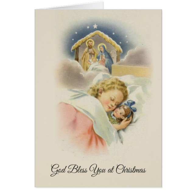 Vintage Religious Little Girl Nativity Scene (Front)