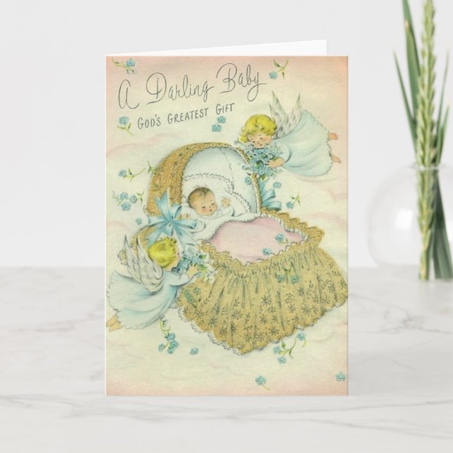 Vintage Religious New Baby Greeting Card (Front)