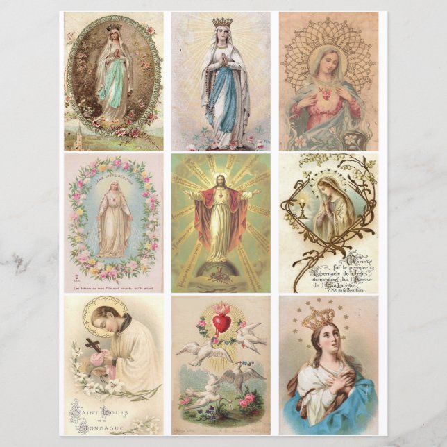 Vintage Religious Prayer Cards Clipart (Front)