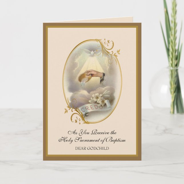 Vintage Religious Sacrament Baptism Godchild Card (Front)