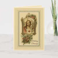 Vintage Religious Sacred Heart Jesus Birthday 