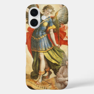 Vintage Religious, Saint Michael Defeats Lucifer iPhone 16 Case