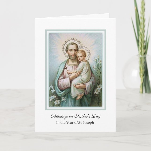 Vintage Religious St. Joseph Jesus Fathers Day  Card (Front)
