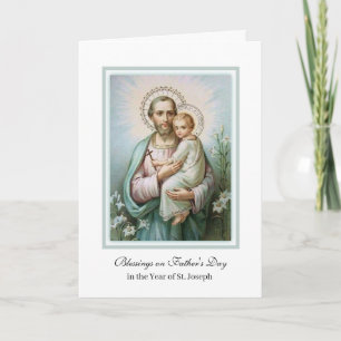 Vintage Religious St. Joseph Jesus Fathers Day Card