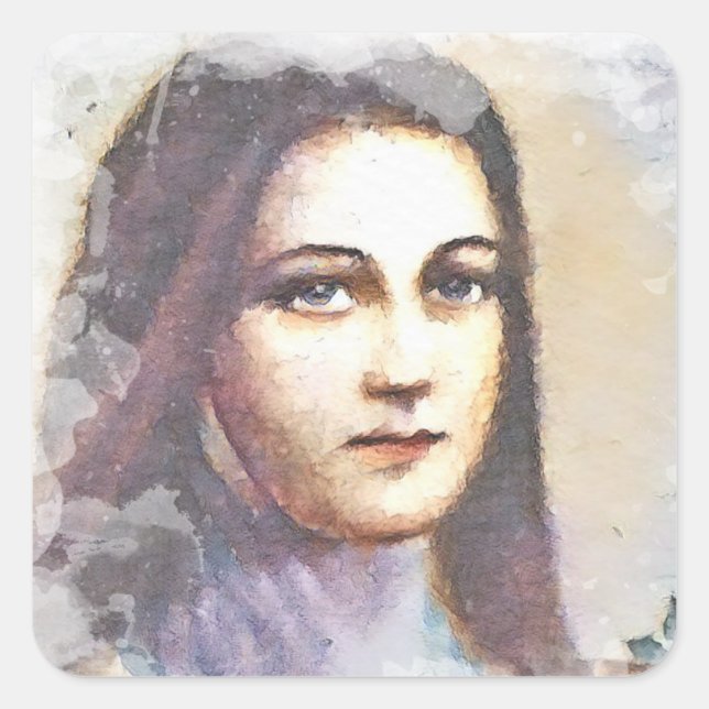 Vintage Religious St. Therese Carmelite Nun Square Sticker (Front)