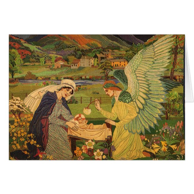 Vintage Religious Tapestry with Baby Jesus Christ (Front Horizontal)