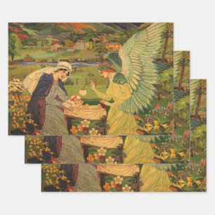 Vintage Religious Tapestry with Baby Jesus Christ Wrapping Paper Sheet