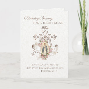 Vintage Religious Virgin Mary Catholic Birthday Card