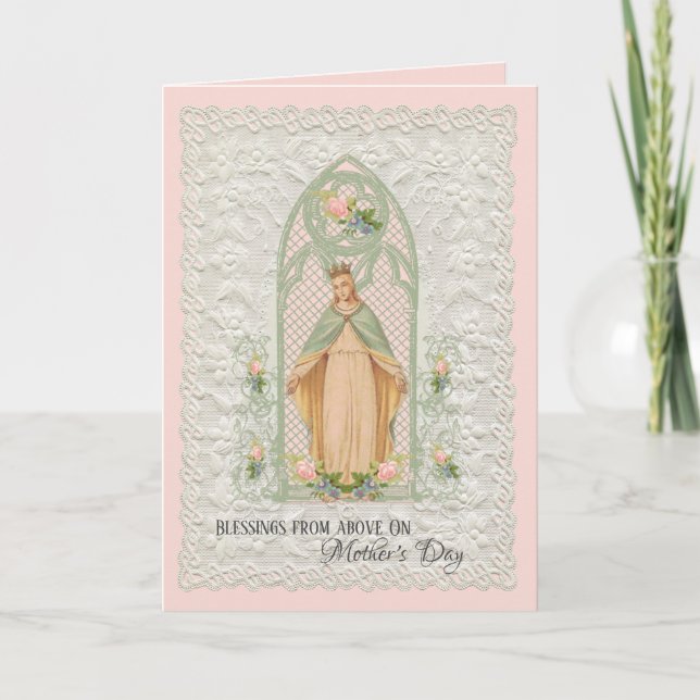 Vintage Religious Virgin Mary Mothers Day Card (Front)