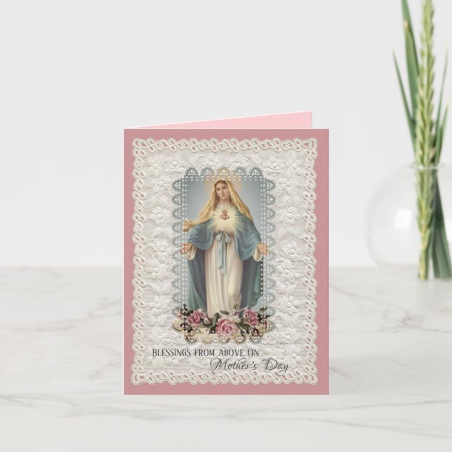 Vintage Religious Virgin Mary Mothers Day Holiday Card (Front)