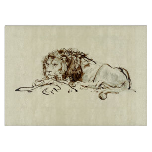 Vintage Rembrandt Ink Sketch / Drawing of a Lion Cutting Board