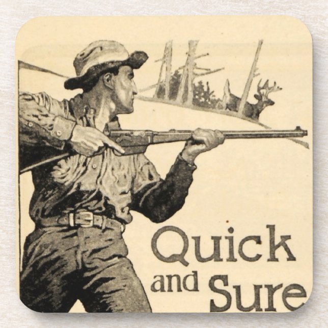 Vintage Remington Quick Sure Rifle Drink Coasters (Front)