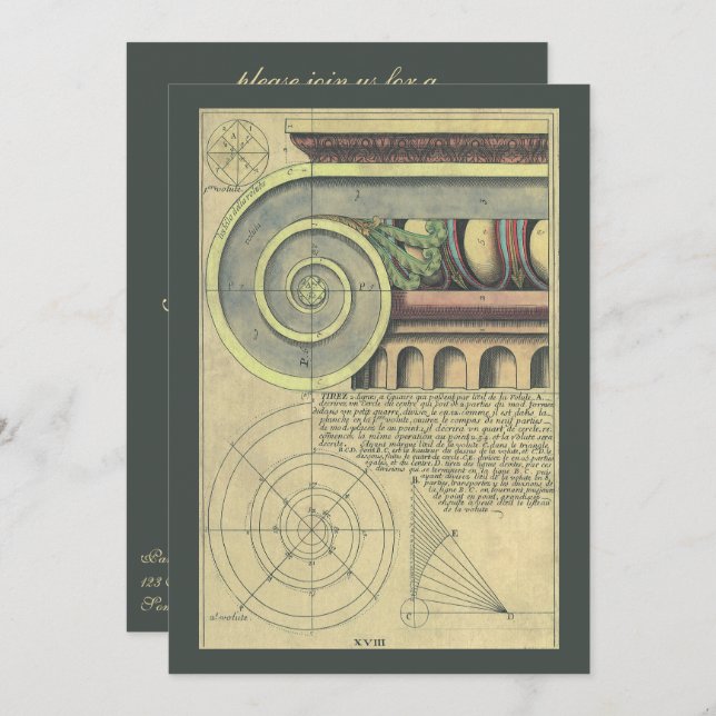 Vintage Renaissance Architecture; Retirement Party Invitation (Front/Back)