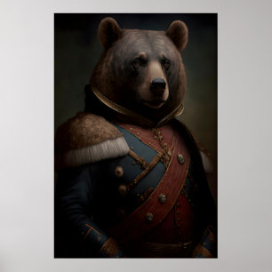 Vintage Renaissance Military Painting Bear Poster