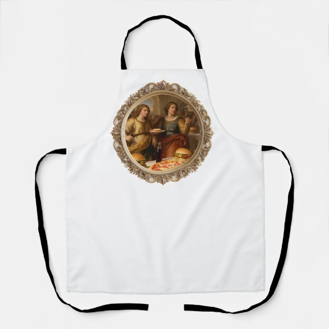 Vintage Renaissance Painting Parody of Men Eating  Apron (Front)
